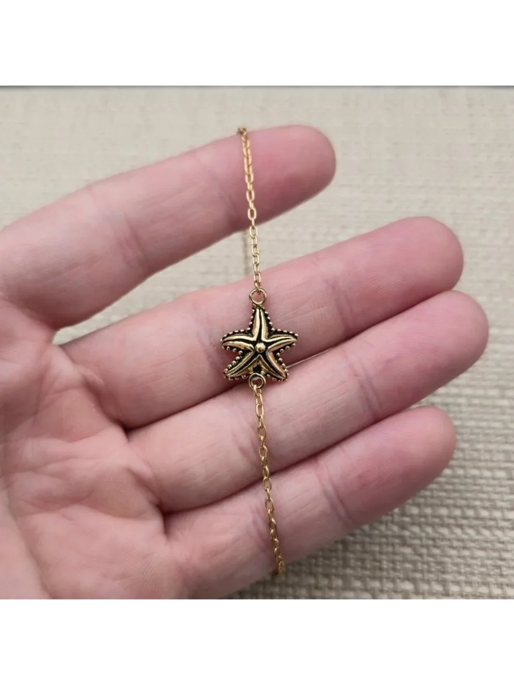 10 Inch Gold Over Sterling Silver Starfish Anklet Bracelet A8155